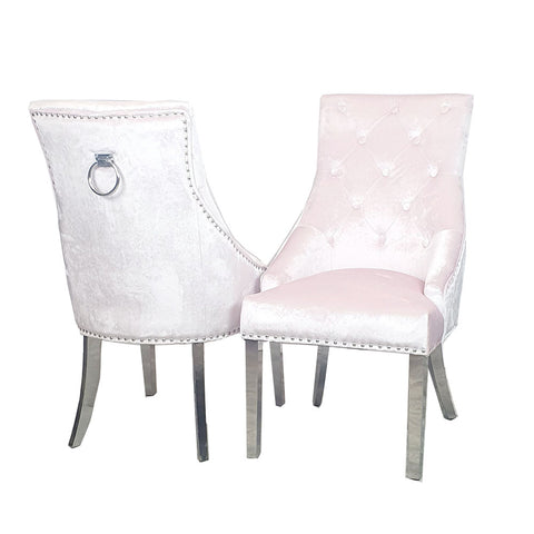 Set of 2 Pink Velvet Duke Dining Chairs