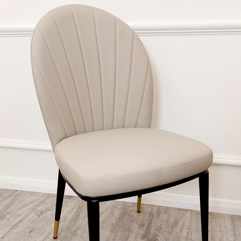 Set of 2 Beige Etta Leather Dining Chairs