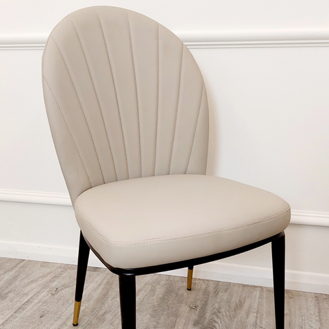 Set of 2 Beige Etta Leather Dining Chairs