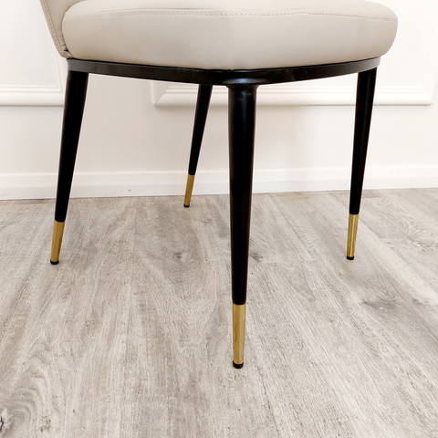Set of 2 Beige Etta Leather Dining Chairs