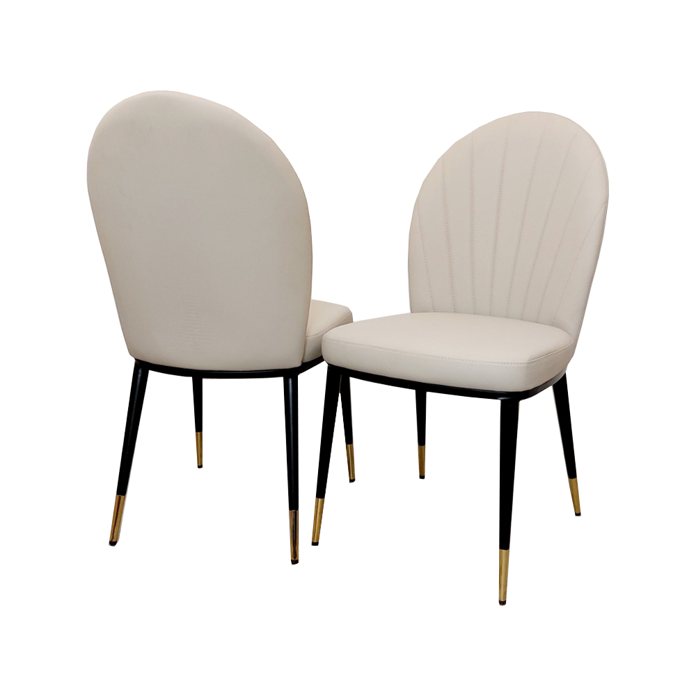 Set of 2 Beige Etta Leather Dining Chairs