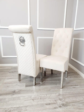 Set of 2 Cream Velvet Emma Dining chairs.