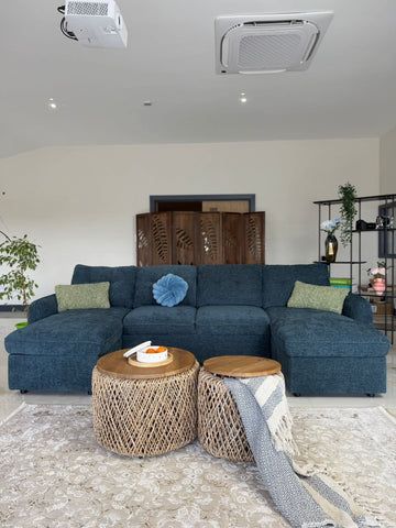 Moscow Fullback U Shape Sofa Bed Blue