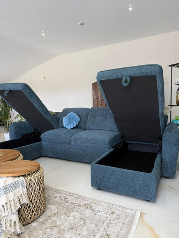 Moscow Fullback U Shape Sofa Bed Blue