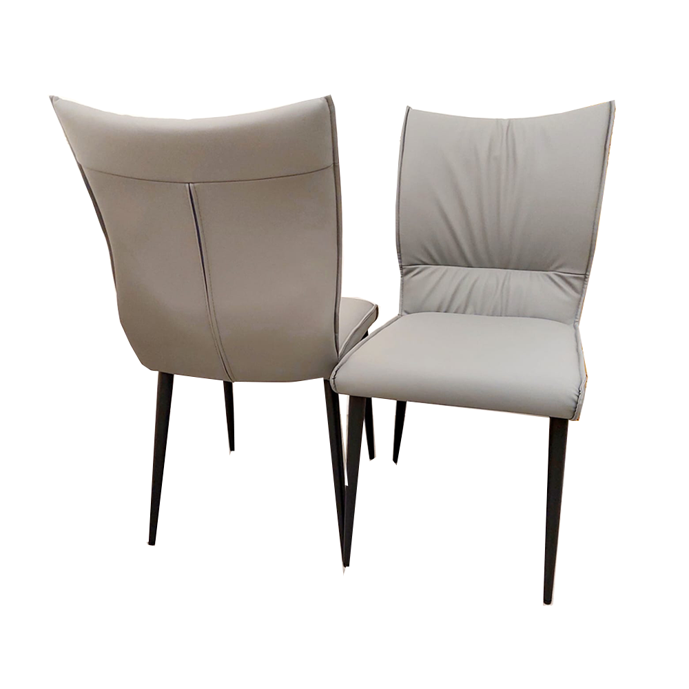 Set of 2 Grey Flora Leather Dining chairs