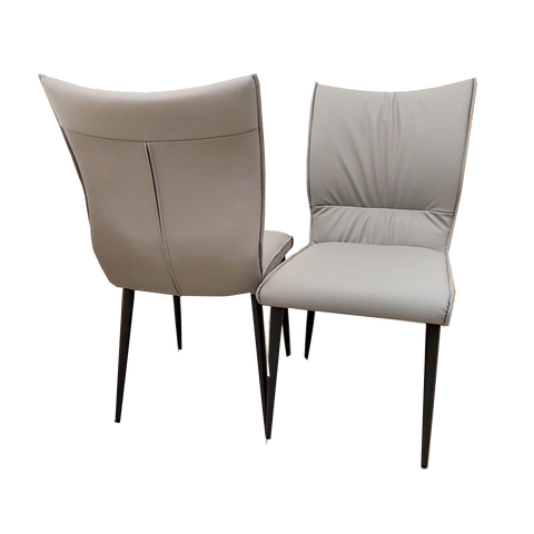 Set of 2 Grey Flora Leather Dining chairs