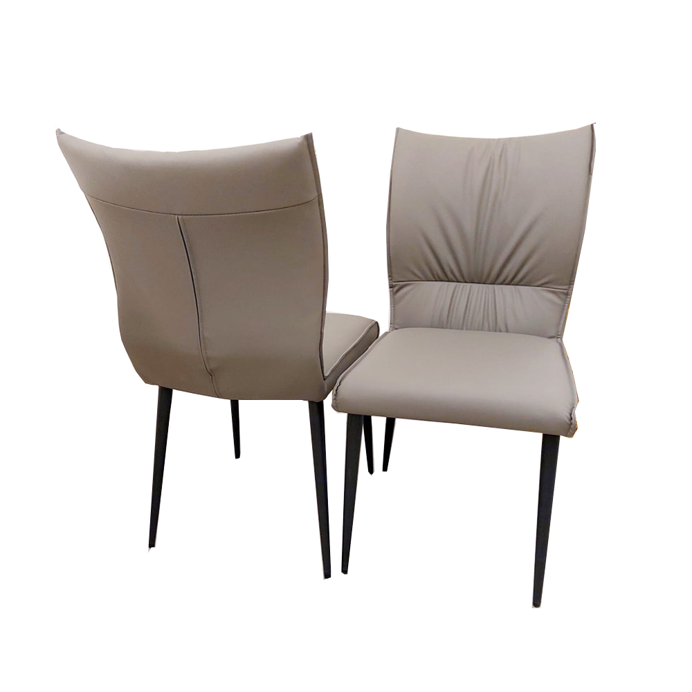 Set of 2 Khaki Flora Leather Dining chairs