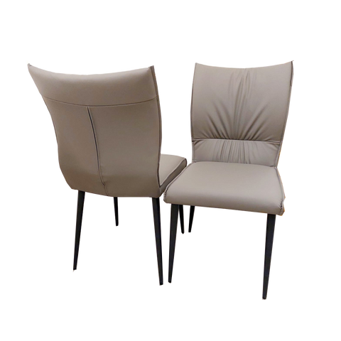 Set of 2 Khaki Flora Leather Dining chairs