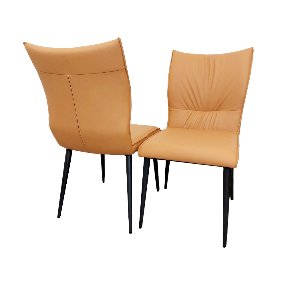 Set of 2 Tan Flora Leather Dining Chairs