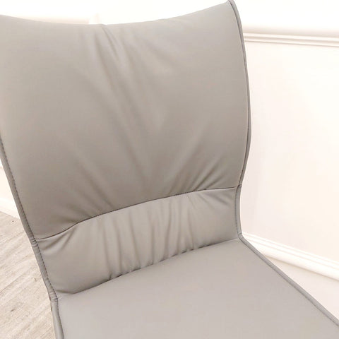 Set of 2 Grey Flora Leather Dining chairs