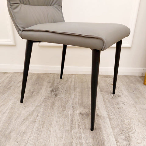 Set of 2 Grey Flora Leather Dining chairs