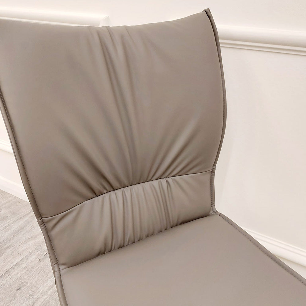 Set of 2 Khaki Flora Leather Dining chairs