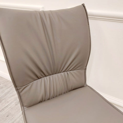 Set of 2 Khaki Flora Leather Dining chairs