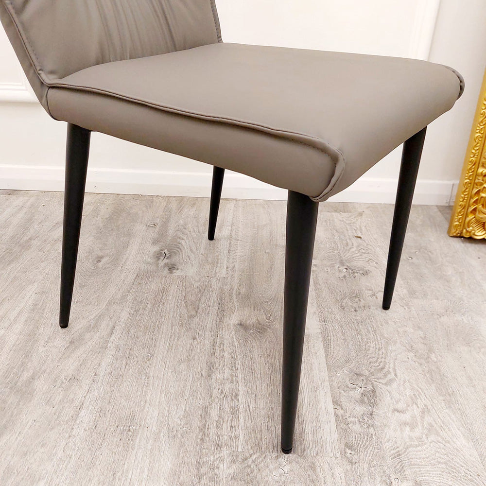Set of 2 Khaki Flora Leather Dining chairs