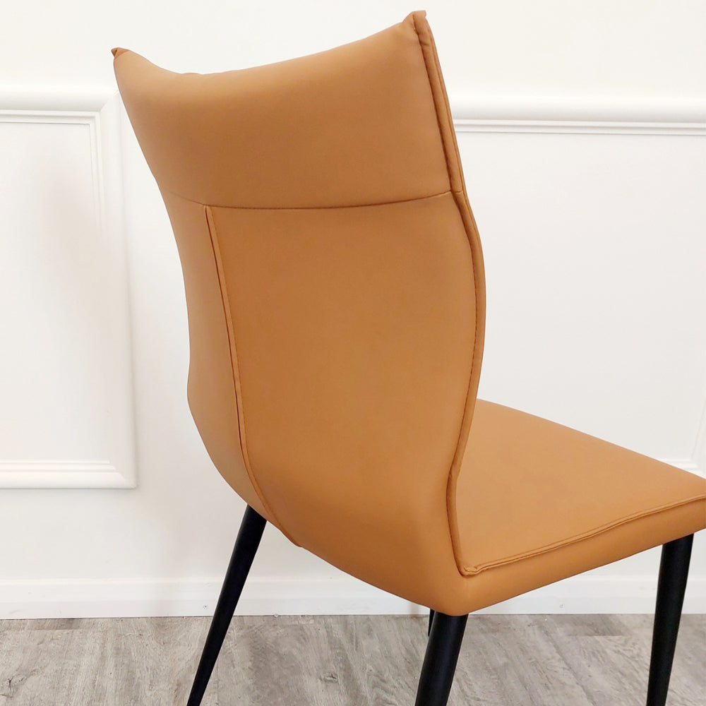 Set of 2 Tan Flora Leather Dining Chairs