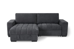 Dark gray Franklin Fullback sectional sofa bed with chaise and tufted seat cushions