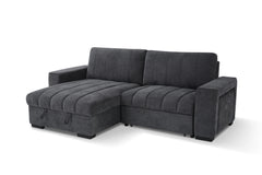 Dark gray Franklin Fullback sectional sofa bed with chaise, shown from the front