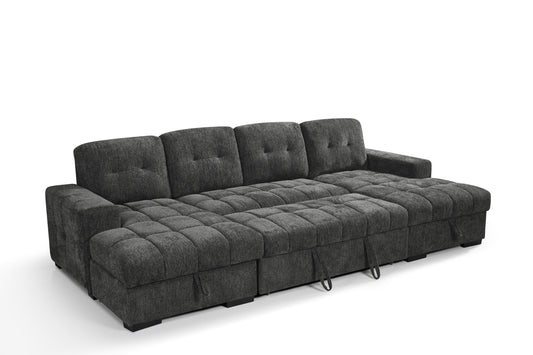 Palermo U-shaped sofa bed with extended tufted seat forming a bed