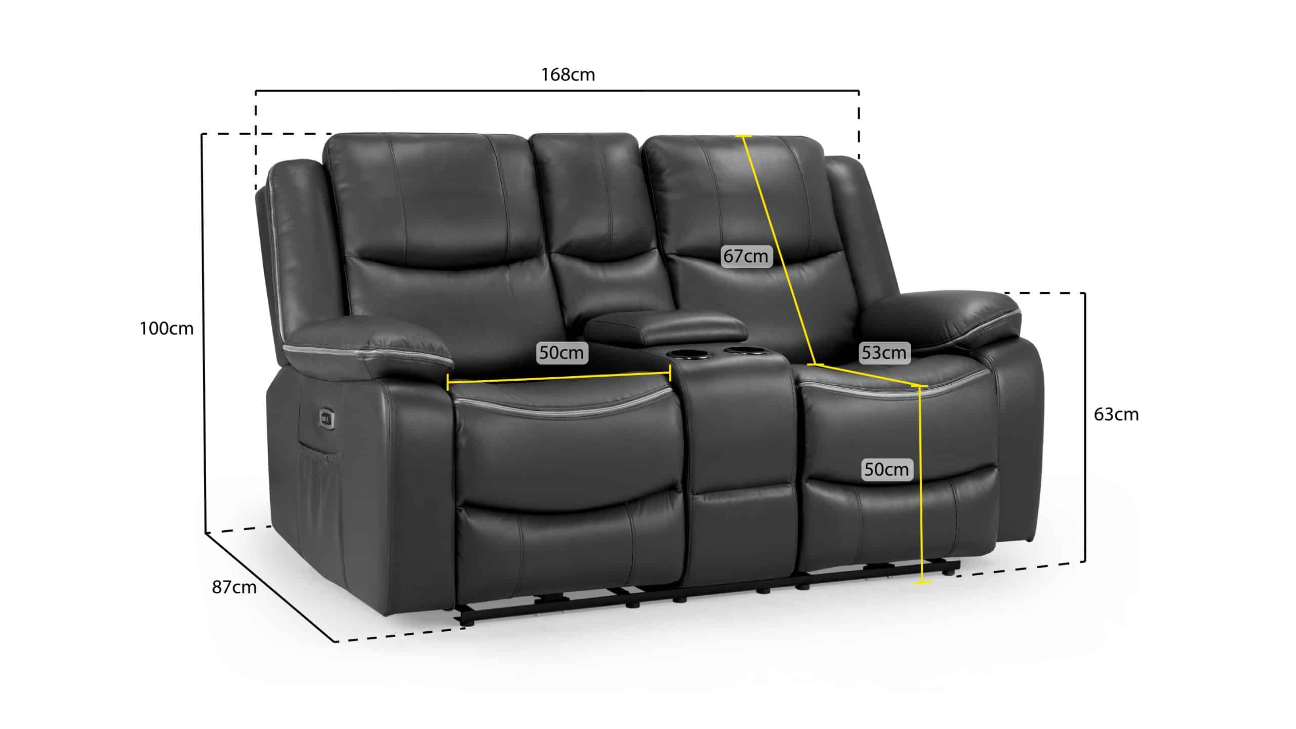 Harald Power Recliner Black 2 seater