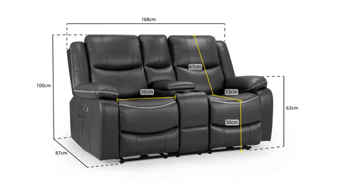 Harald Power Recliner Black 2 seater