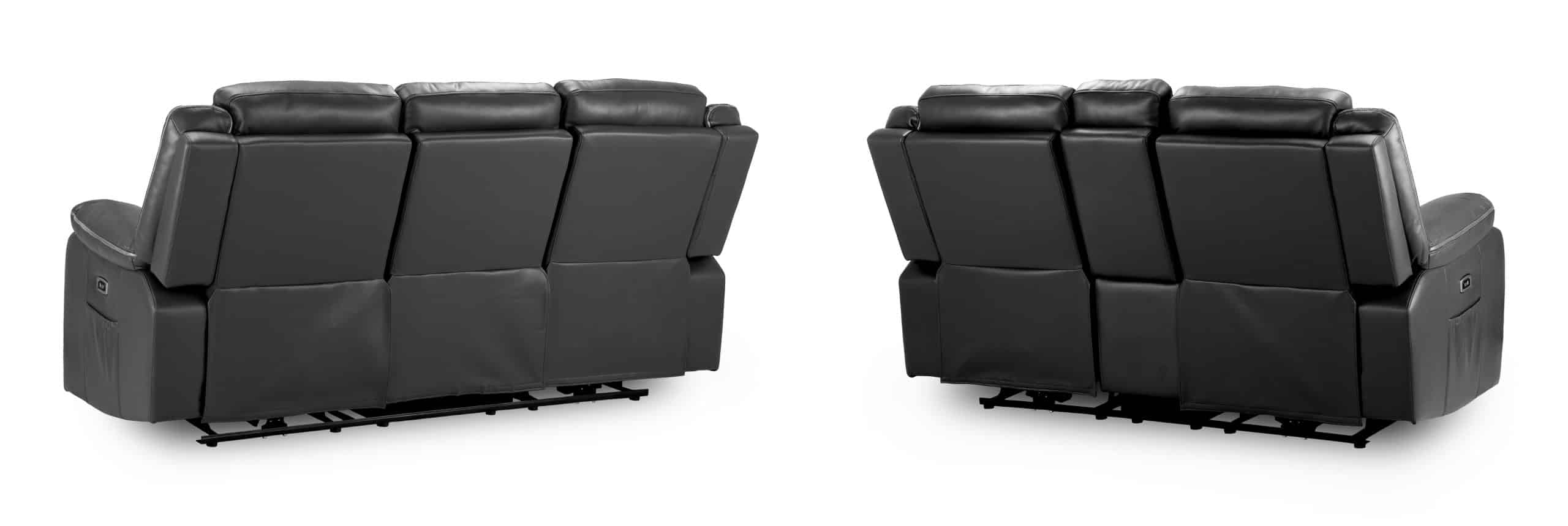 Harald Recliner Black Leather 3+2