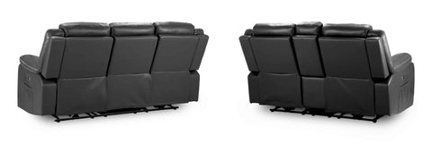 Harald Recliner Black Leather 3+2