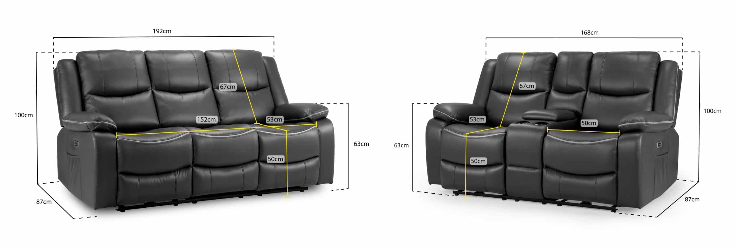 Harald Recliner Black Leather 3+2