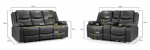 Harald Recliner Black Leather 3+2