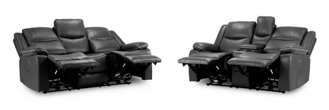 Harald Recliner Black Leather 3+2