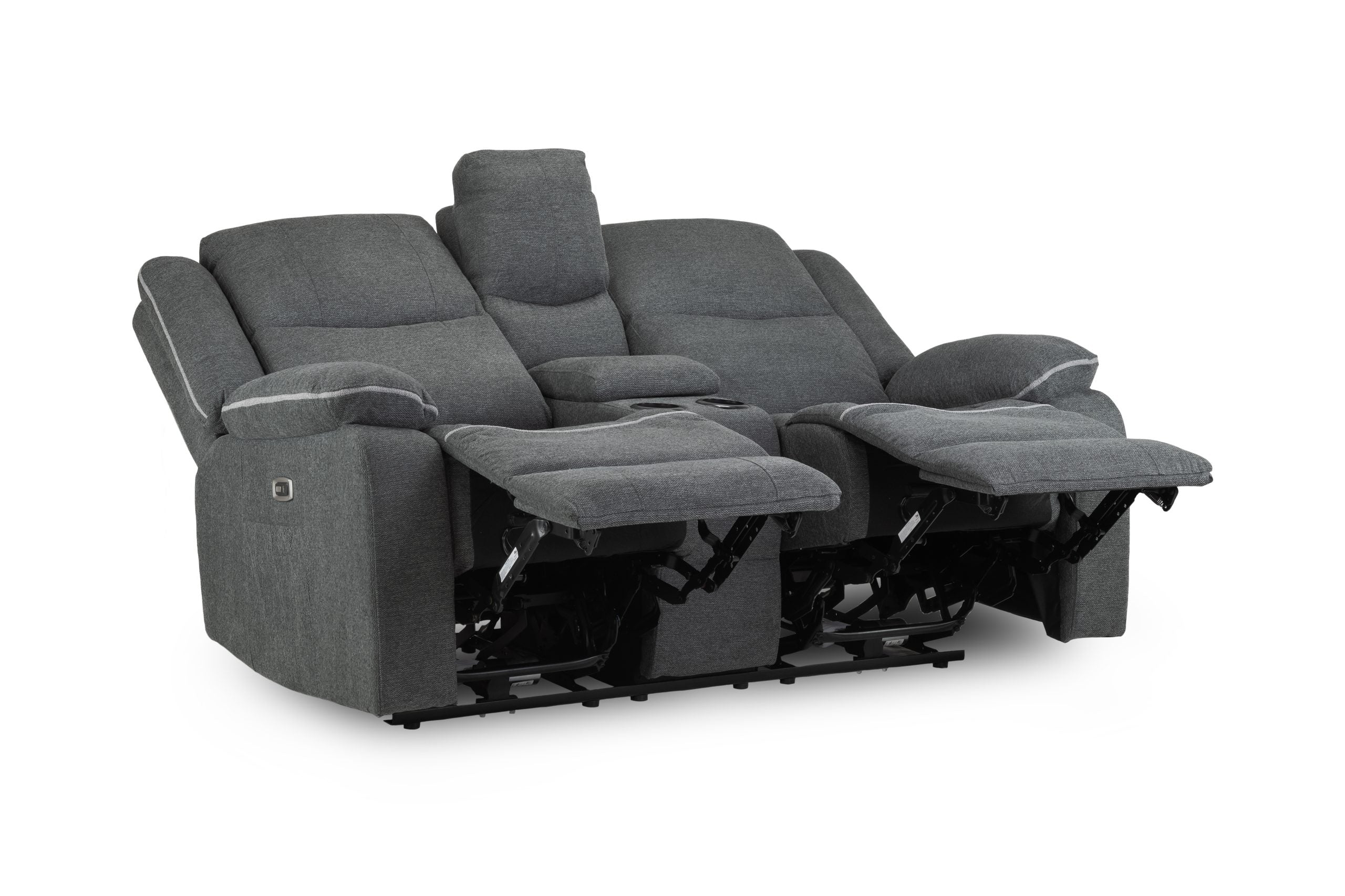 Harald Electric Fabric Grey 2 Seater Recliner Sofa