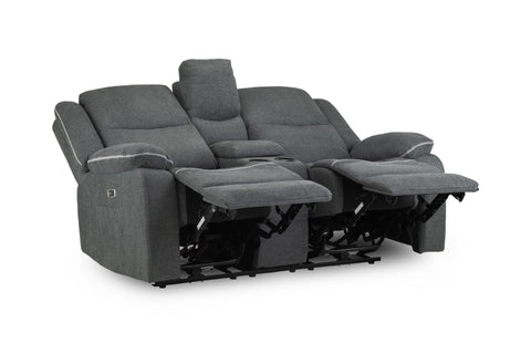 Harald Electric Fabric Grey 2 Seater Recliner Sofa