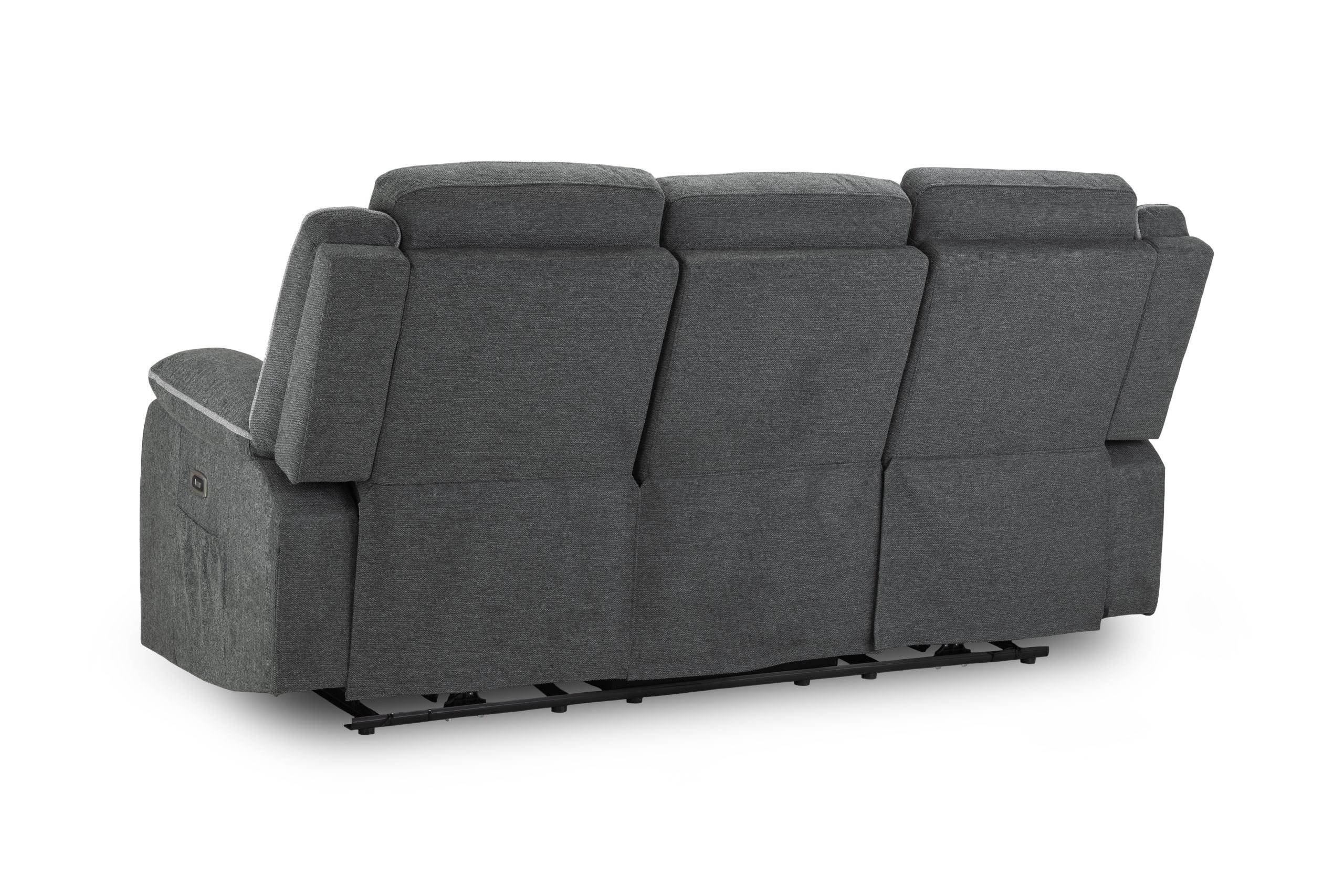 Harald Electric Grey Fabric 3 seater Recliner Sofa