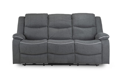 Harald Electric Grey Fabric 3 seater Recliner Sofa