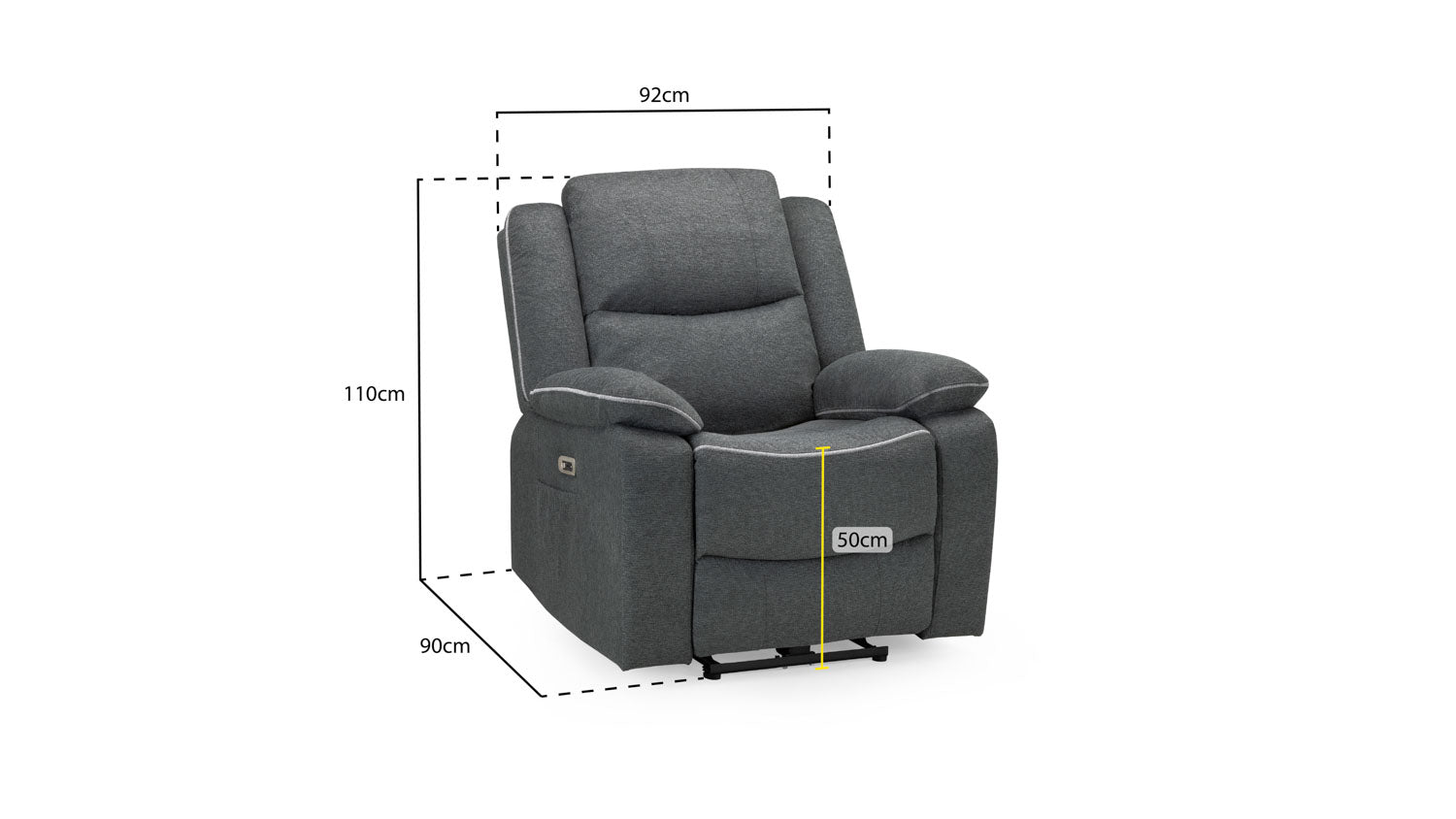 Harald Electric Recliner Sofa Fabric Grey Armchair