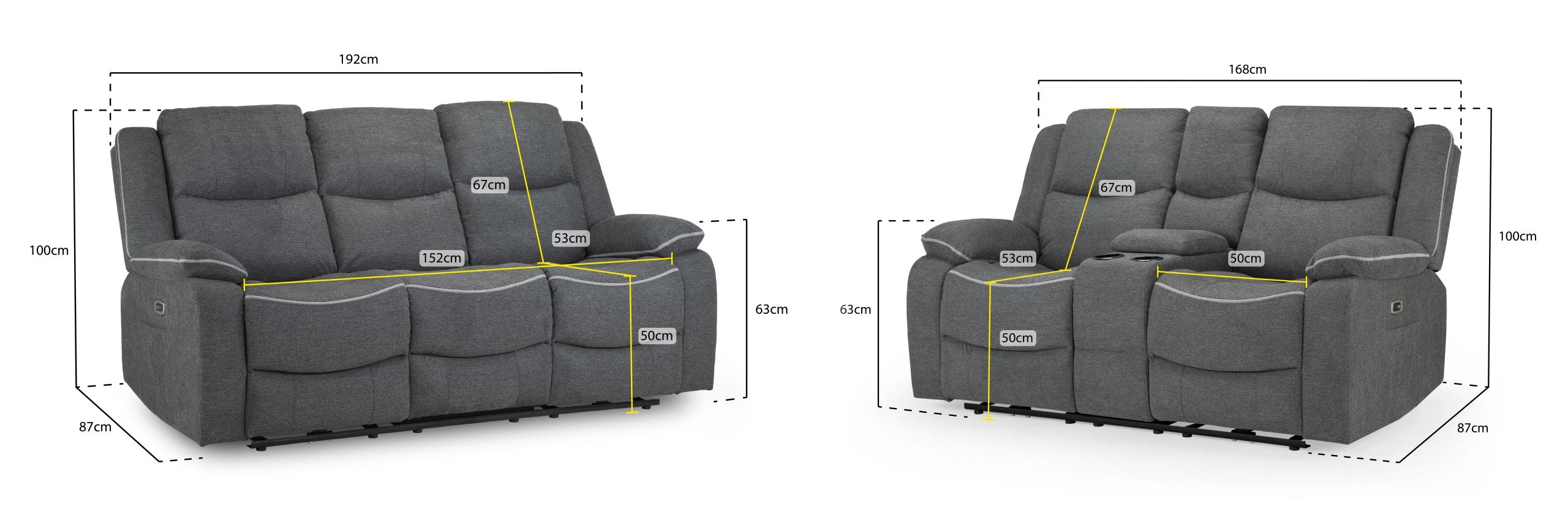 Harald Recliner Grey Fabric 3+2