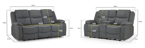 Harald Recliner Grey Fabric 3+2