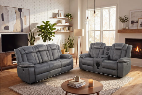 Milan Recliner Electric LED Grey Corner + 3 Seater
