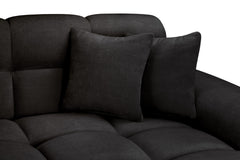Close-up of dark gray sofa back cushions and padded seats
