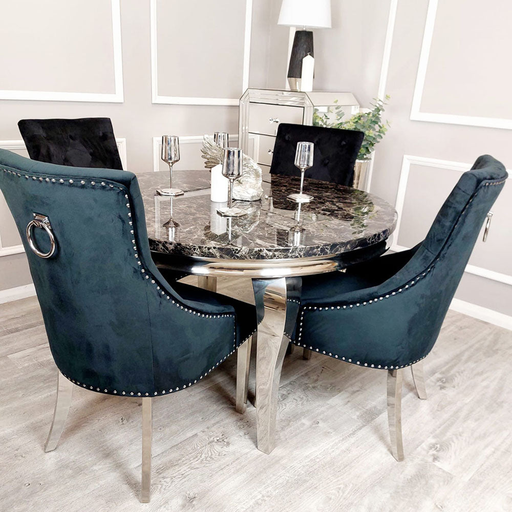 Set of 2 Black Velvet Dining chairs