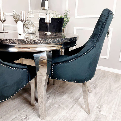 Set of 2 Black Velvet Dining chairs