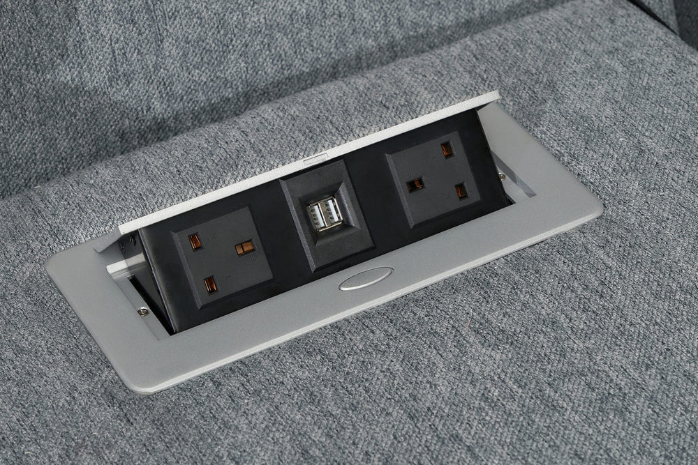Corner sofa console with power outlets and USB ports