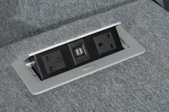 Corner sofa console with power outlets and USB ports