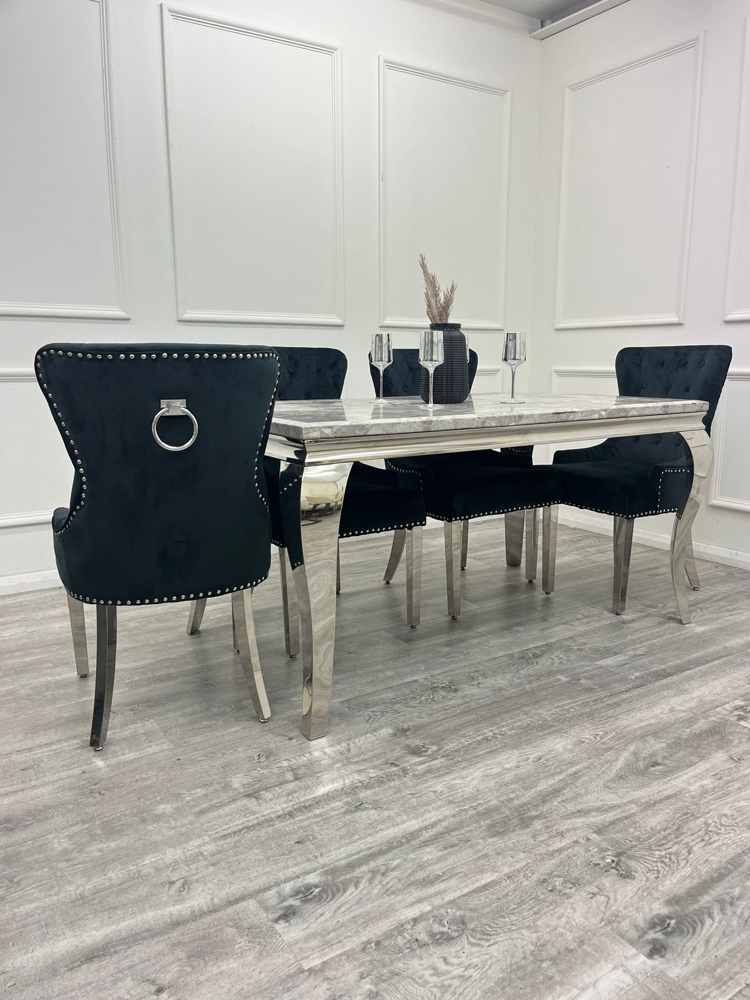 Set of 2 Black Velvet Megan Promo Chairs