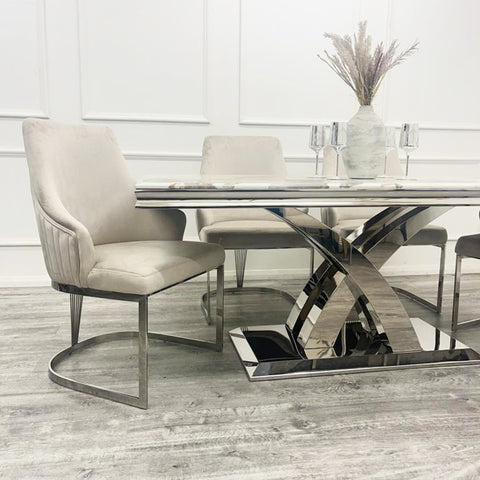 Set of 2 Chelmsford Chrome frame Velvet Dining chairs