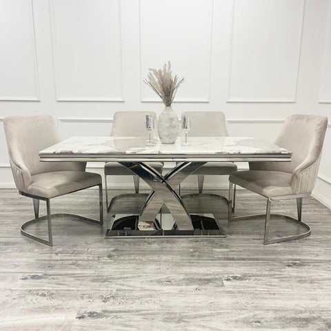 Set of 2 Chelmsford Chrome frame Velvet Dining chairs