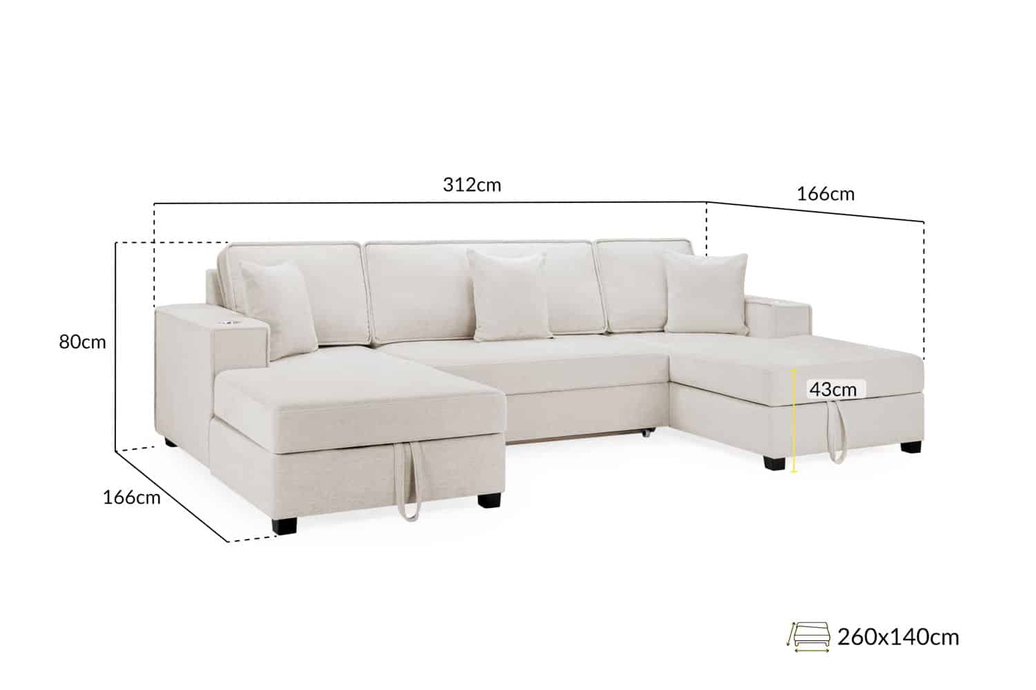 Milan Fullback Sofa U Shape Sofa Bed