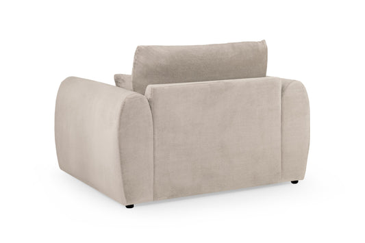 Mirabel fullback armchair rear view with upholstered back and rounded arms