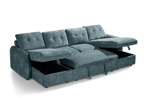 Moscow Fullback U Shape Sofa Bed Blue