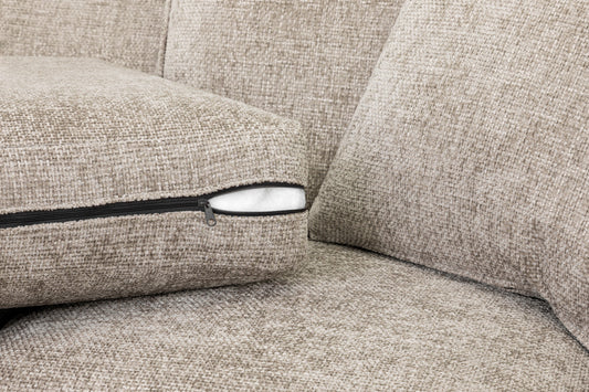 Nebraska two-seat sofa cushion with zipper and removable cover detail