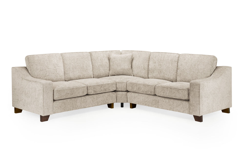 Nebraska large corner sofa with beige woven upholstery and padded back cushions